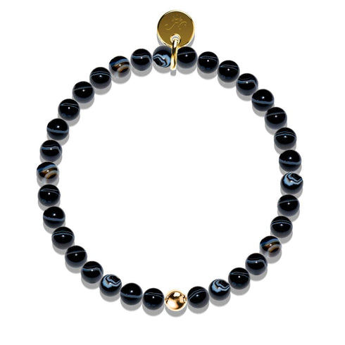 Agate ligne noire | Or Vermeil .925 | Bracelet de perles de pierres précieuses de guérison
